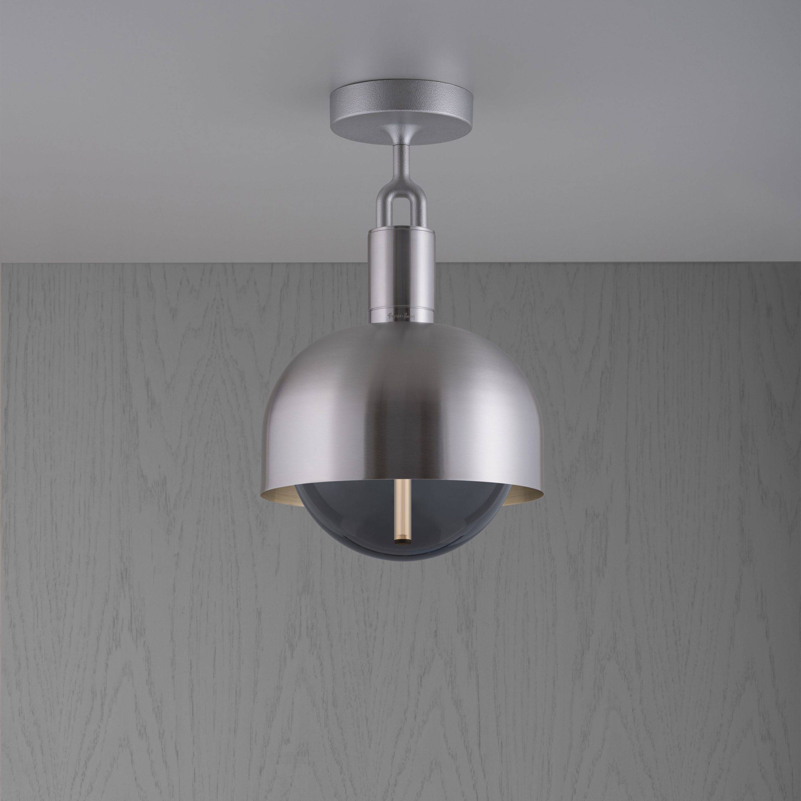 FORKED CEILING / LINEAR / SHADE / GLOBE / SMOKED / MEDIUM / STEEL