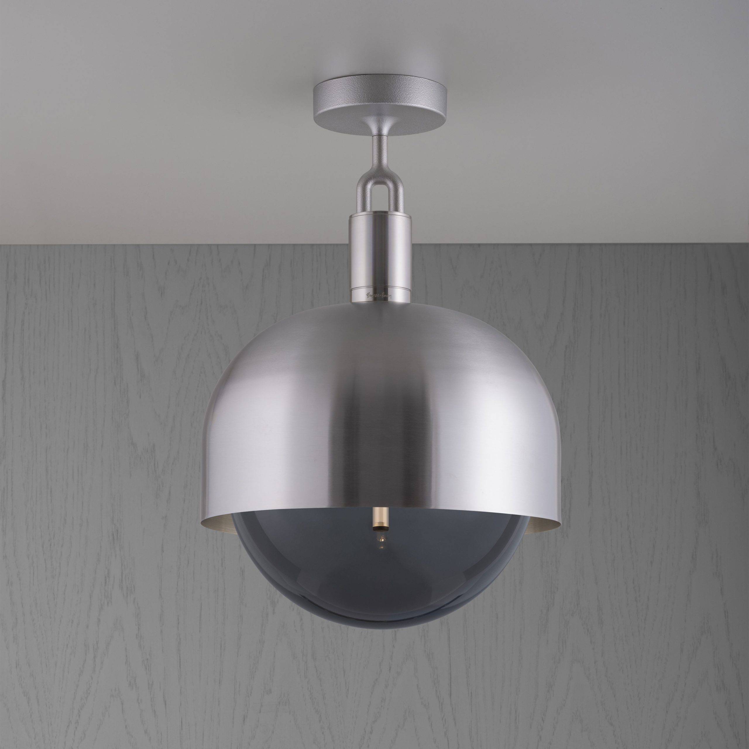 FORKED CEILING / LINEAR / SHADE / GLOBE / SMOKED / LARGE / STEEL