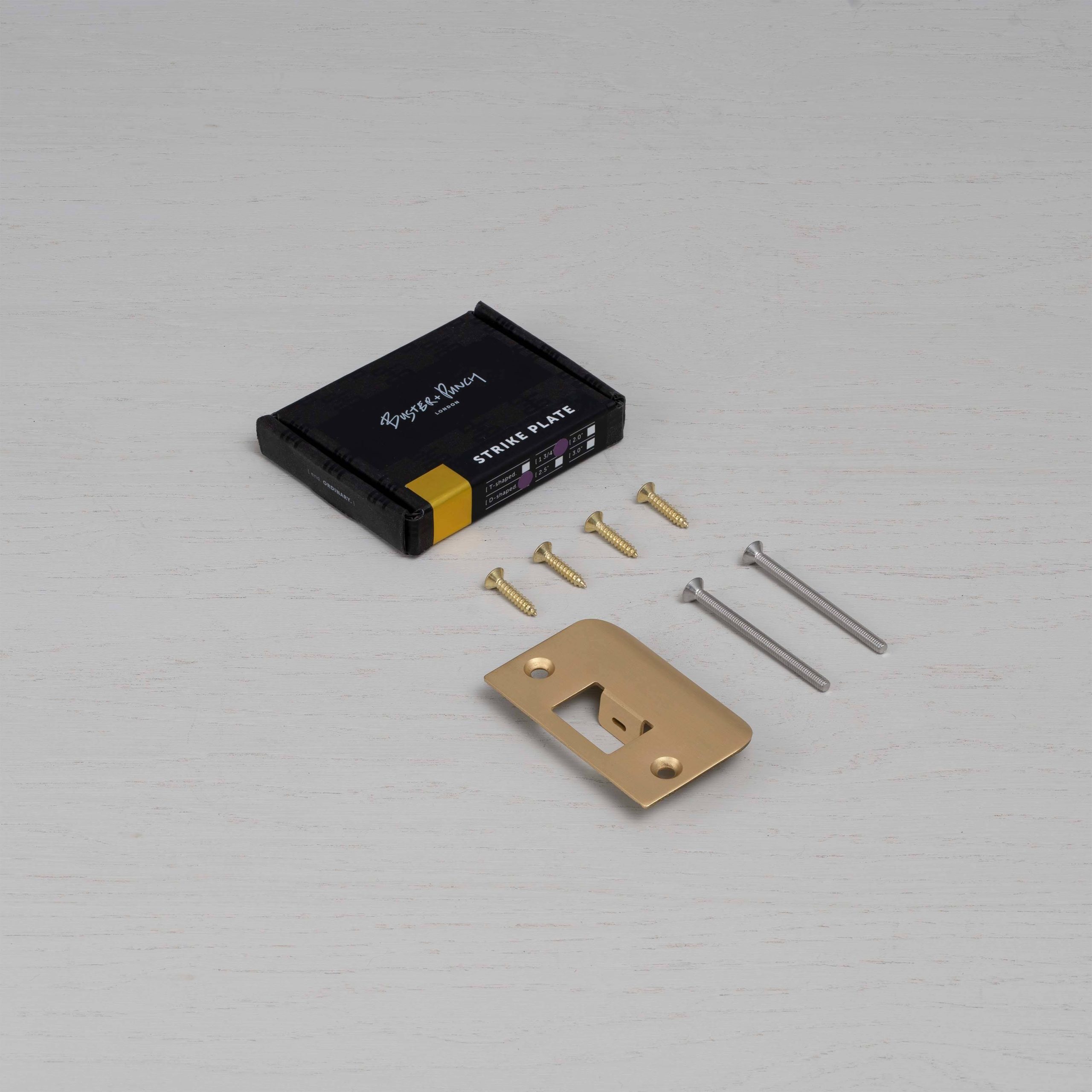 STRIKE PLATE KIT / D SHAPED / STANDARD DOOR / BRASS - Image 2
