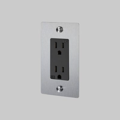 1G DUPLEX OUTLET / CROSS / WITHOUT LOGO / STEEL