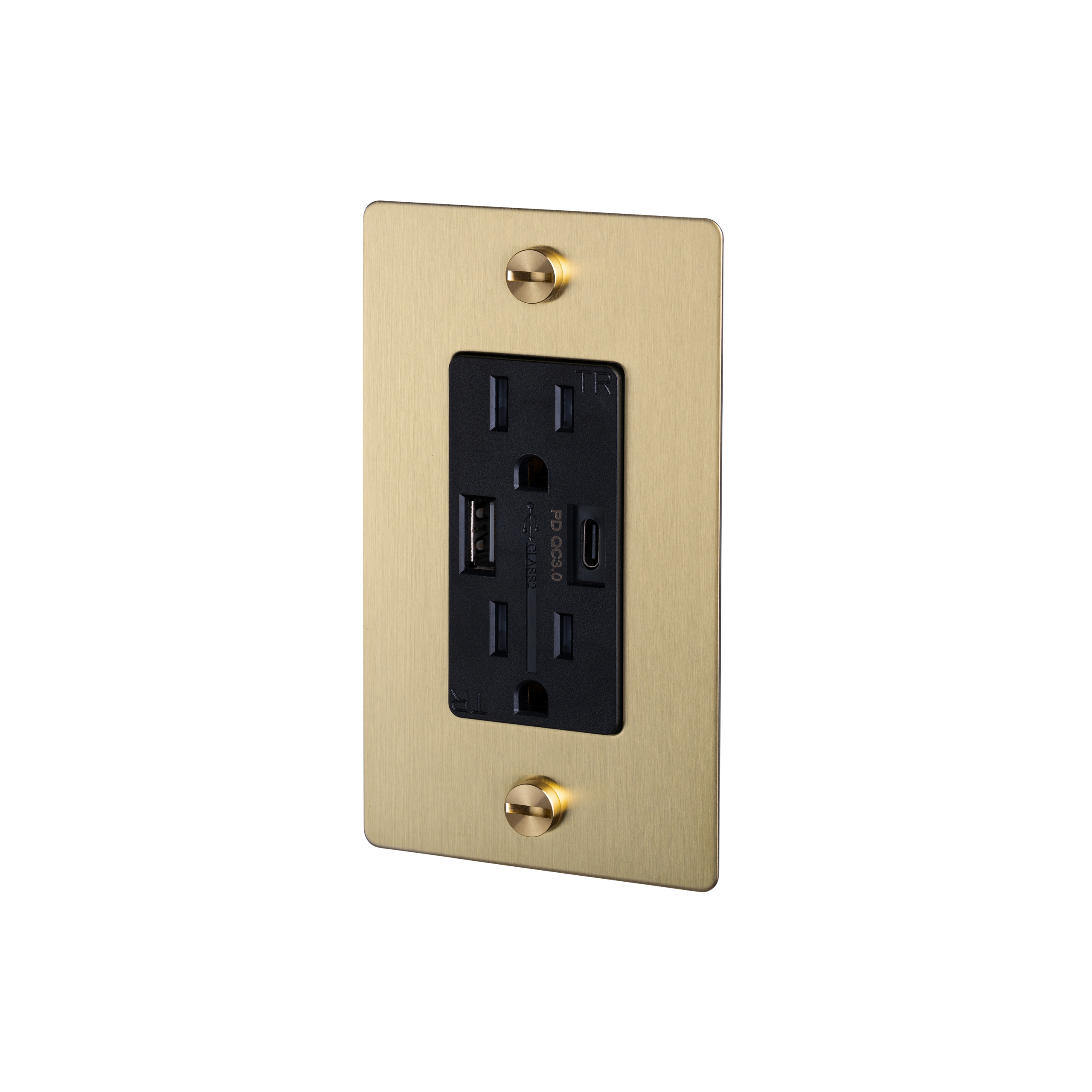1G DUPLEX OUTLET / USB A + C / CROSS / WITHOUT LOGO / BRASS - Image 3