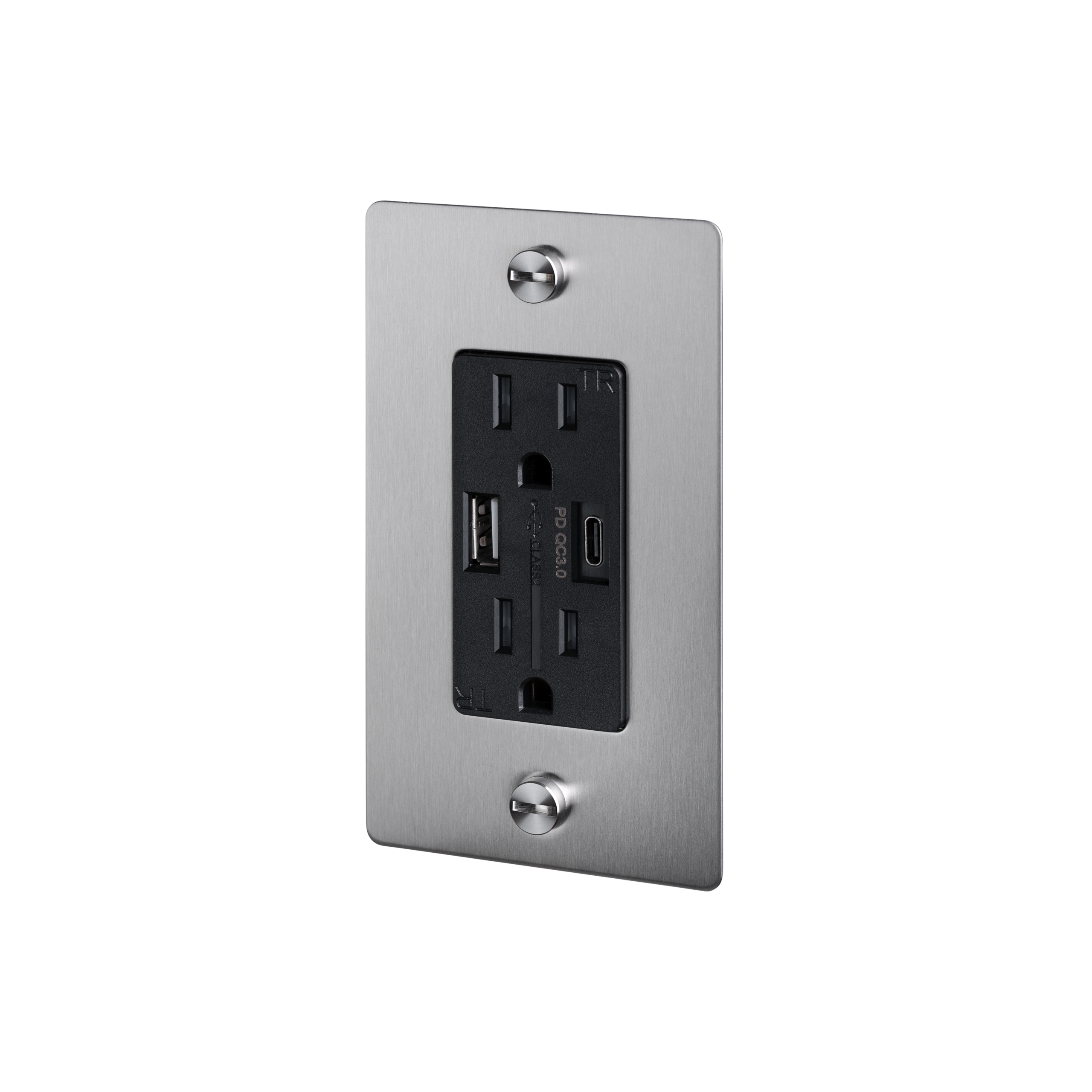1G DUPLEX OUTLET / USB A + C / CROSS / WITHOUT LOGO / STEEL - Image 3