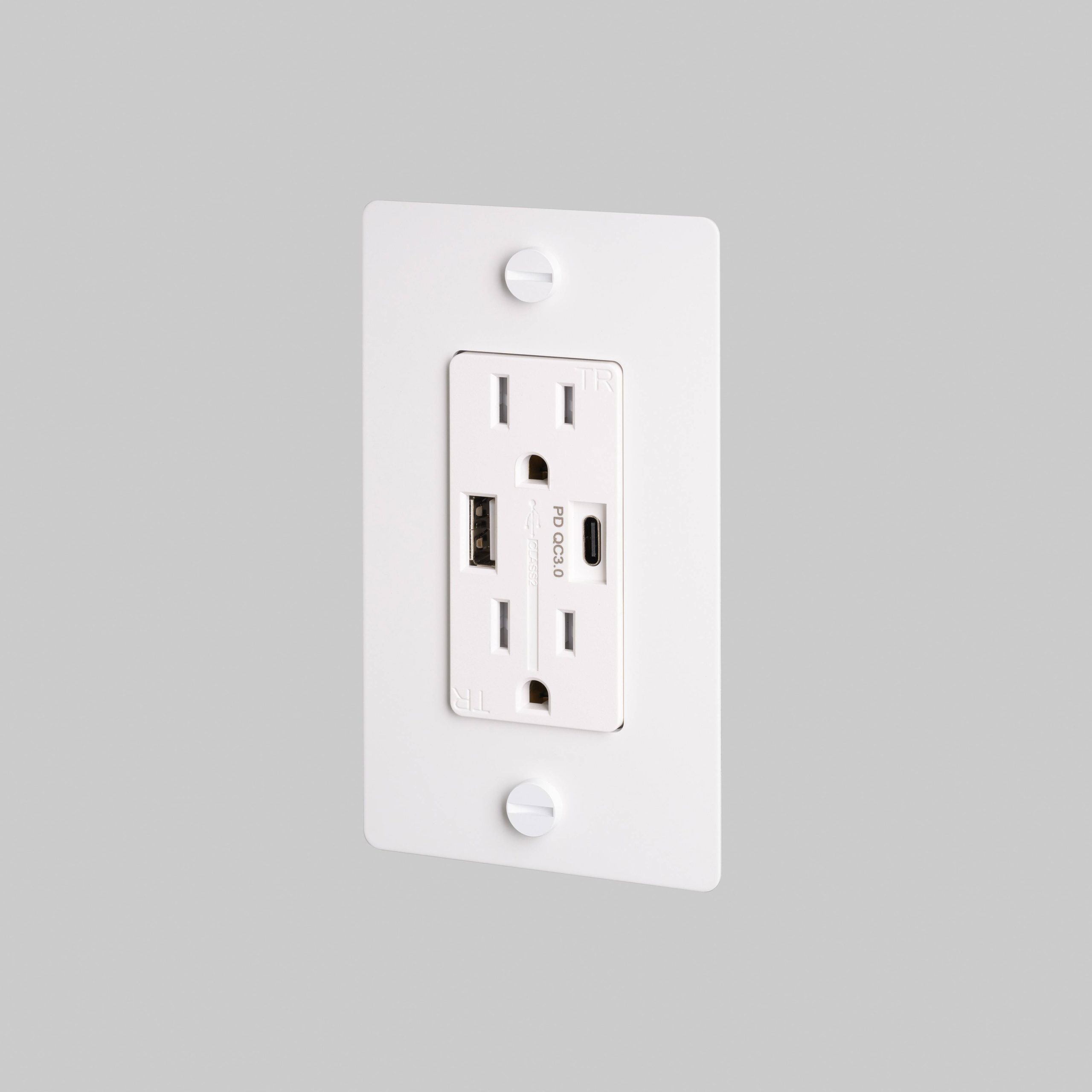 1G DUPLEX OUTLET / USB A + C / CROSS / WITHOUT LOGO / WHITE