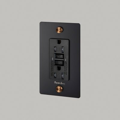 1G DUPLEX OUTLET / GFCI / CROSS / WITH LOGO / BLACK / WARM SUNSET