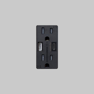 OUTLET MODULE / DUPLEX & 2 USB-A + C / BLACK