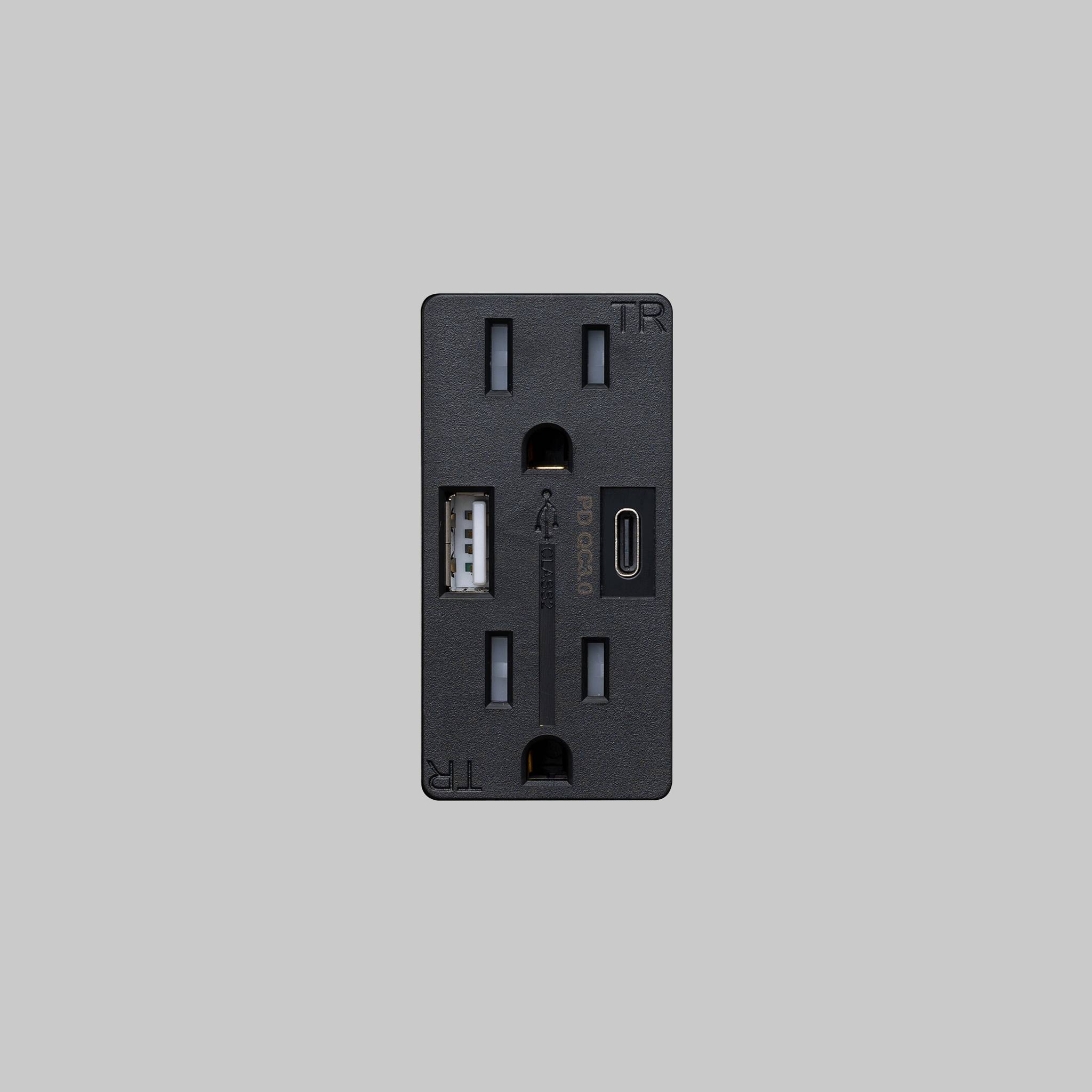 OUTLET MODULE / DUPLEX & 2 USB-A + C / BLACK